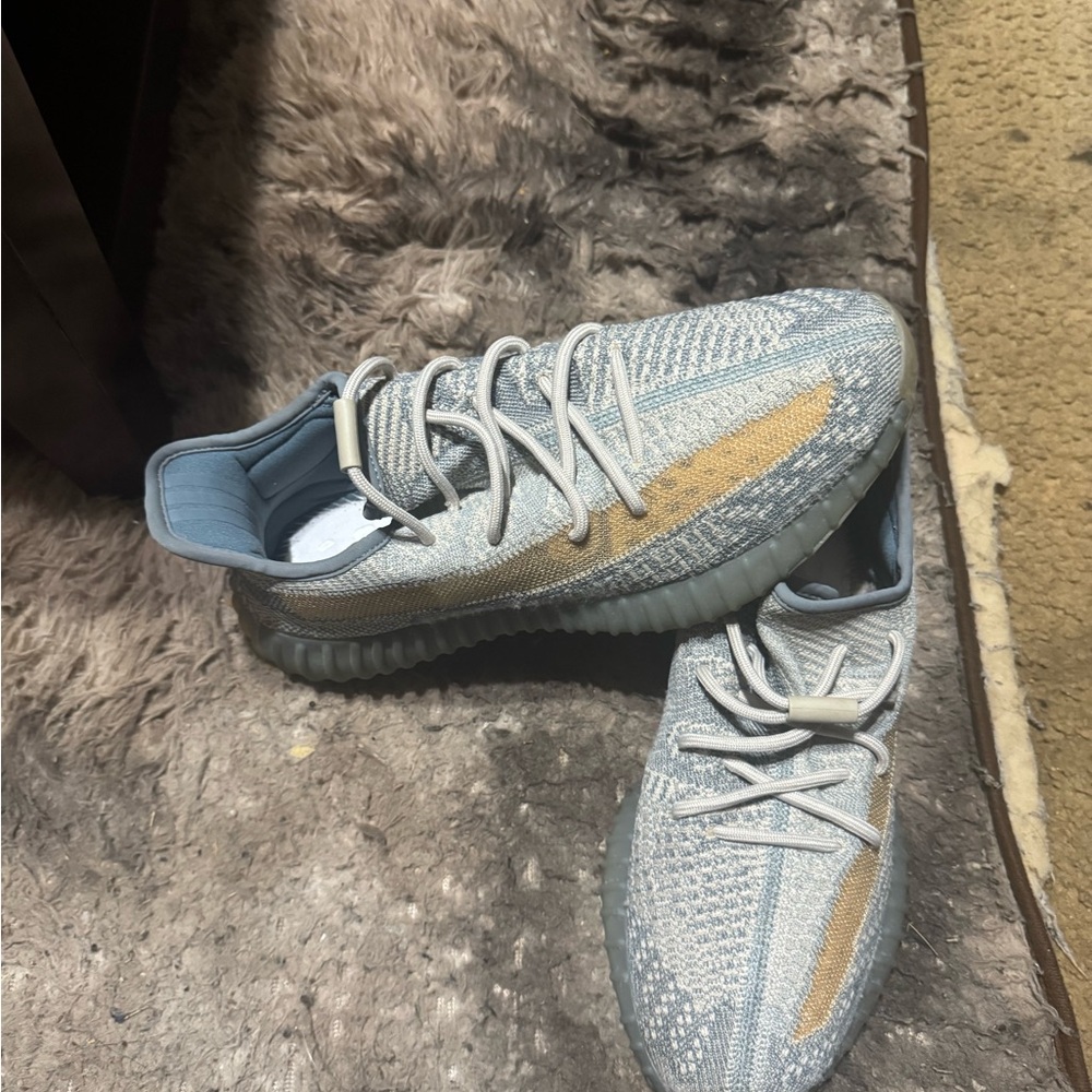 Yezzies Adidas 350 boost israfil Men's Blue and Tan Sneakers